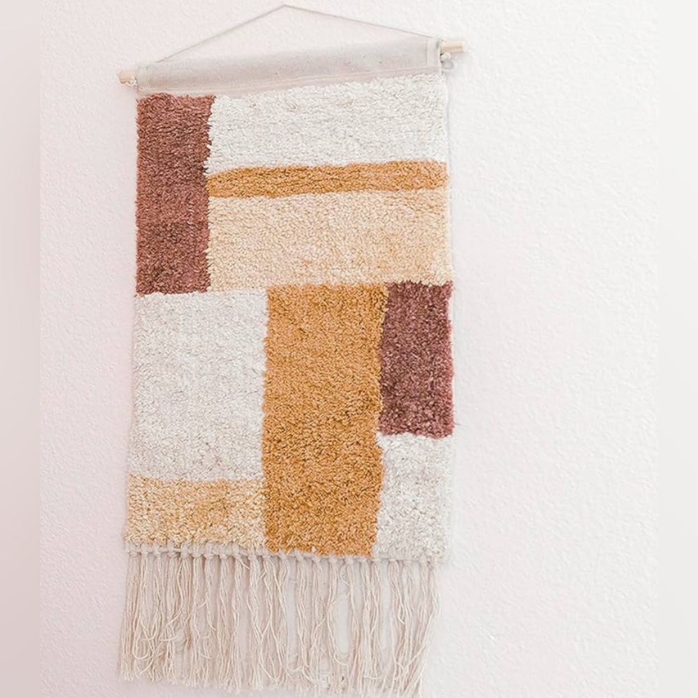 Crane Baby Safari Nursery Décor,Dyed Cotton Wall Hanging, Orange & Cream,14"x21" - Picture 3 of 3